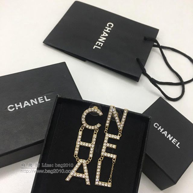 chanel耳環 專櫃最新款 爆款耳環 全手工鑲仿真鑽 香奈兒耳環  gzsc1281